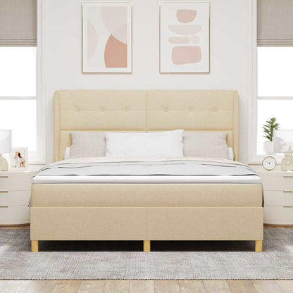 Letto a molle con materasso Crema 200 x 180 cm Tessuto