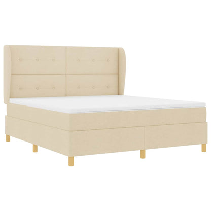 Letto a molle con materasso Crema 200 x 180 cm Tessuto