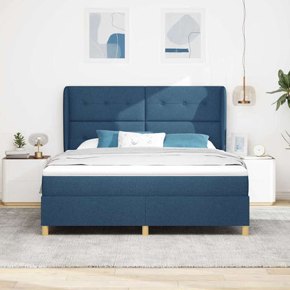 Letto a molle con materasso Blu 200 x 180 cm Tessuto