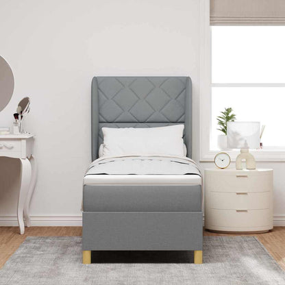Letto a molle con materasso Grigio chiaro 200 x 80 cm Tessuto