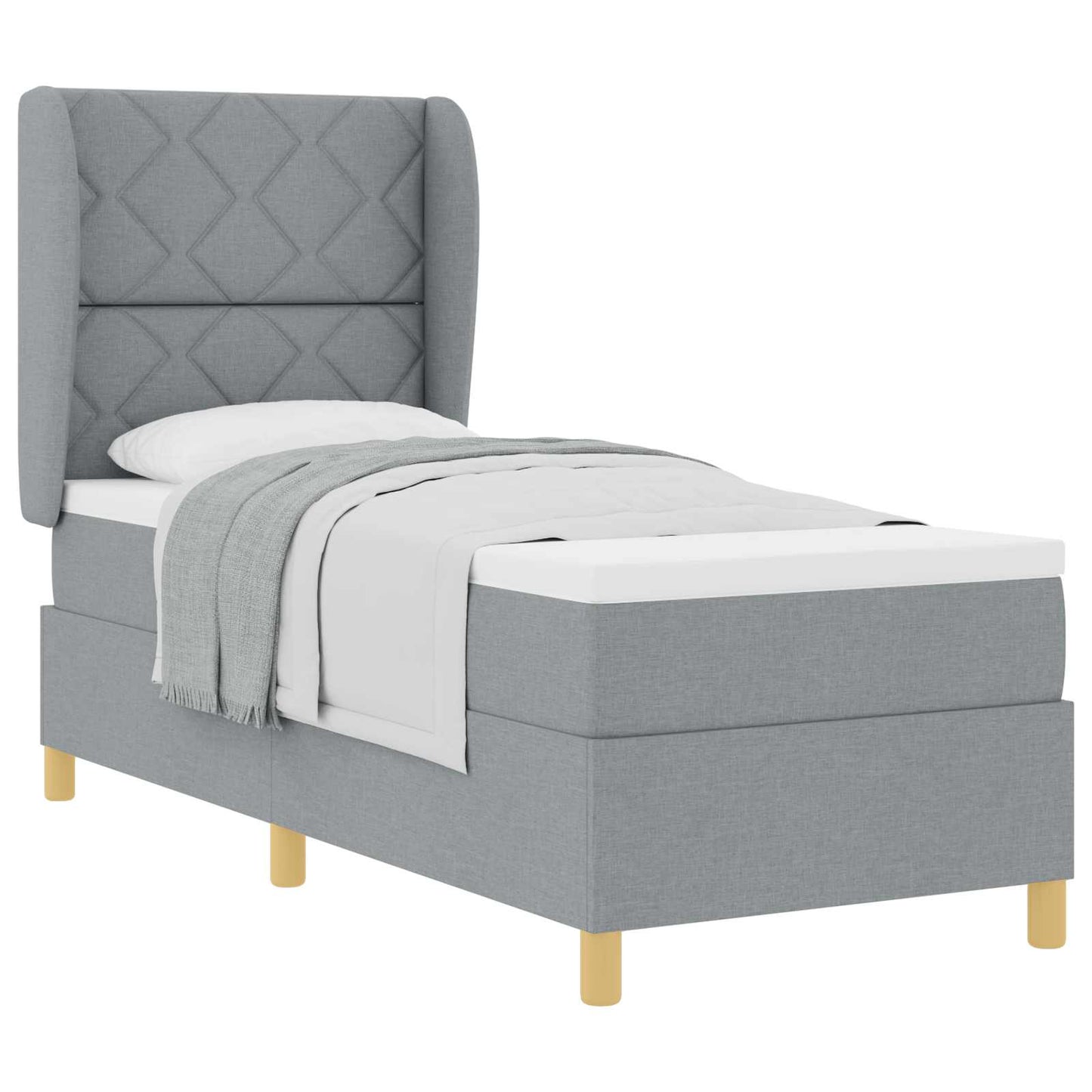 Letto a molle con materasso Grigio chiaro 200 x 80 cm Tessuto