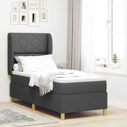 Letto a molle con materasso Grigio scuro 200 x 80 cm Tessuto