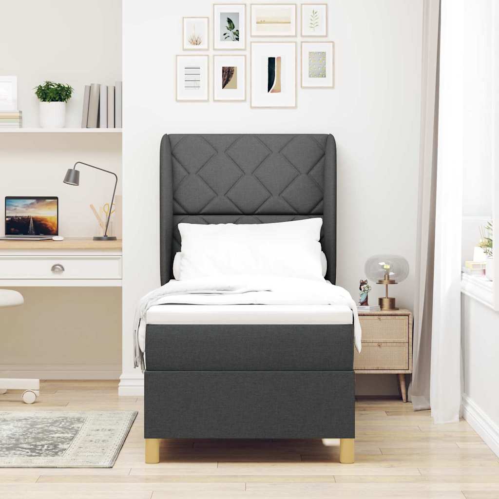 Letto a molle con materasso Grigio scuro 200 x 80 cm Tessuto