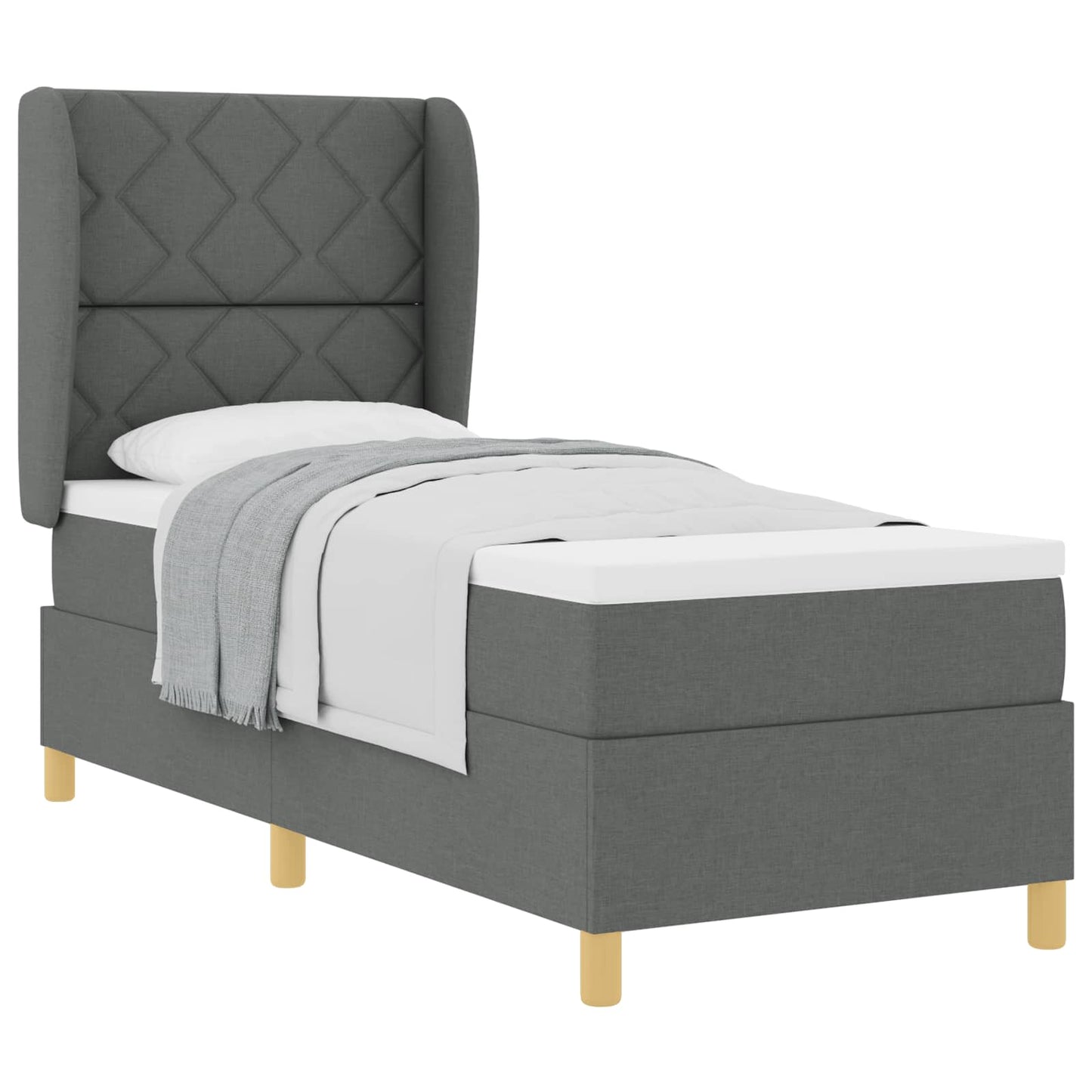 Letto a molle con materasso Grigio scuro 200 x 80 cm Tessuto