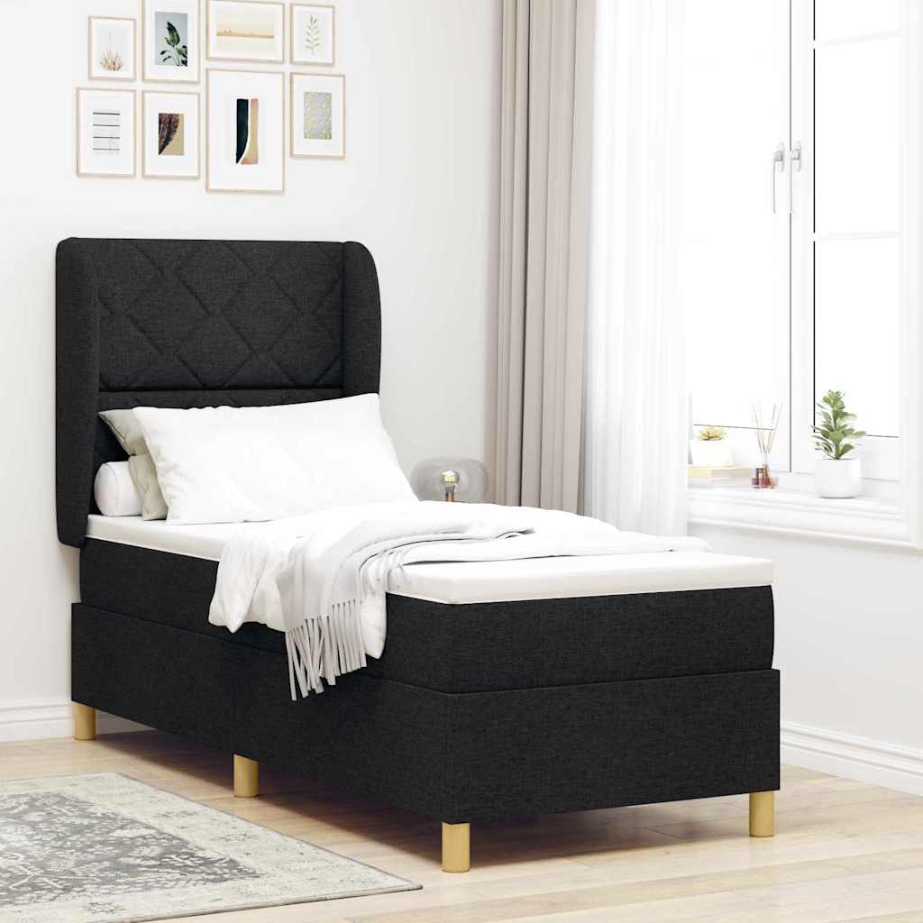 Letto a molle con materasso Nero 200 x 80 cm Tessuto