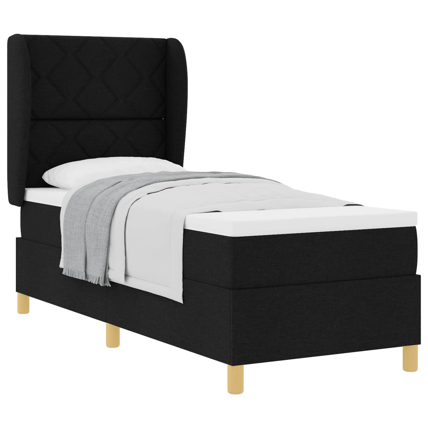 Letto a molle con materasso Nero 200 x 80 cm Tessuto
