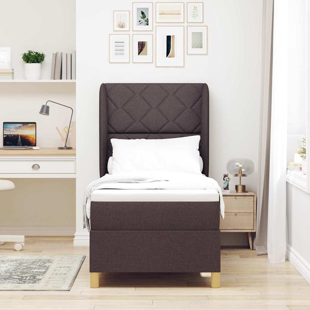 Letto con molle e materasso Grigio Scuro 90x190 cm Tessuto