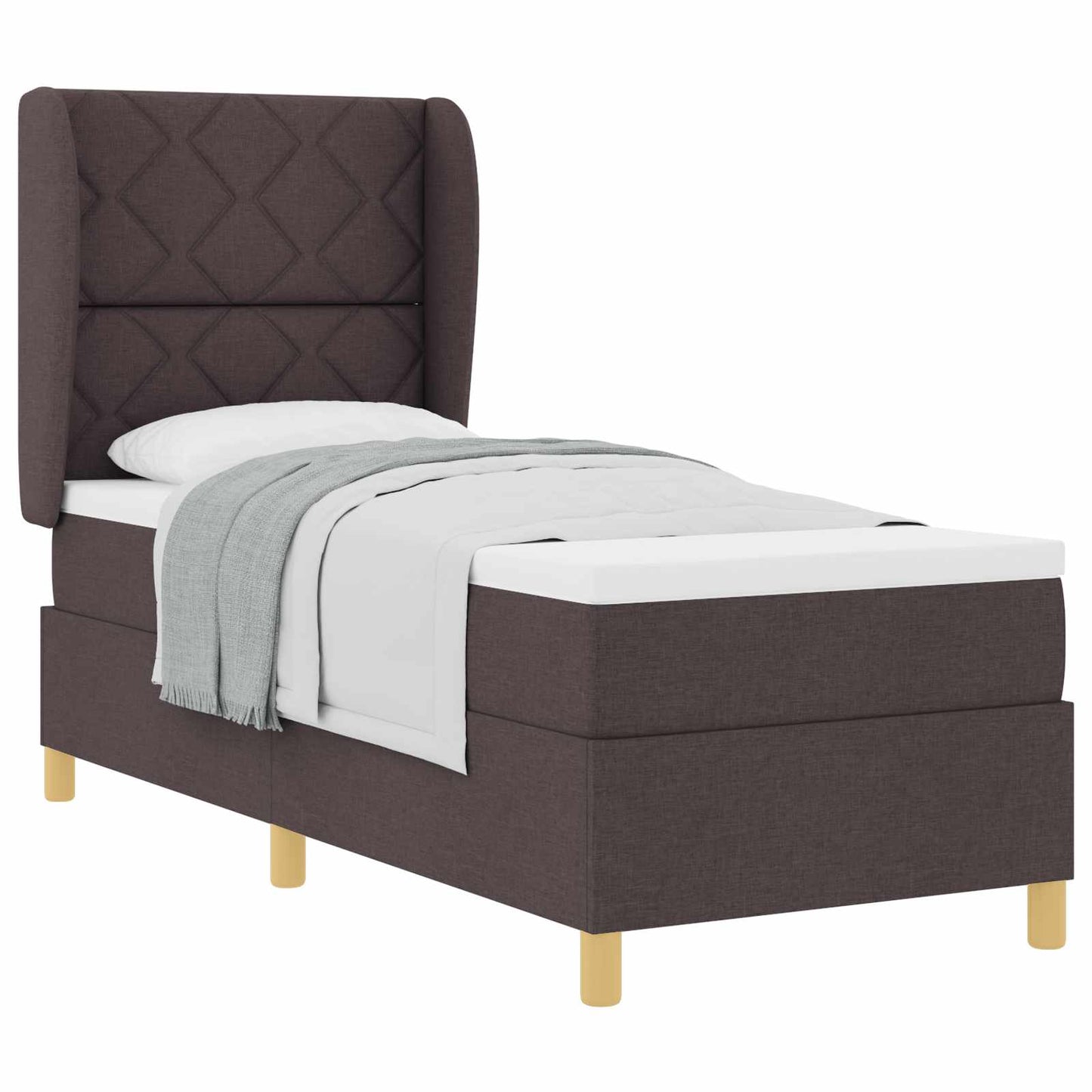 Letto con molle e materasso Grigio Scuro 90x190 cm Tessuto