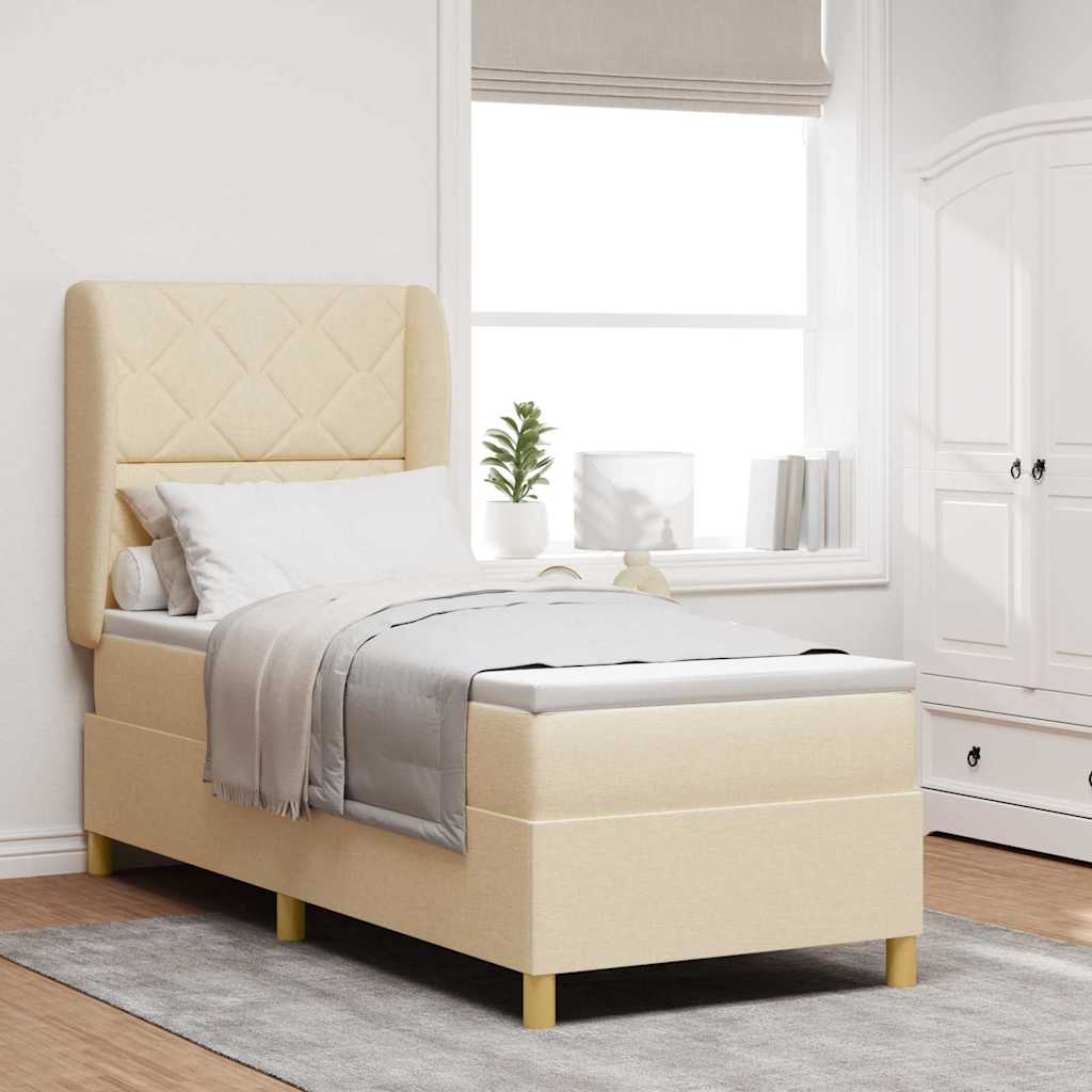Letto a molle con materasso Crema 200 x 80 cm Tessuto