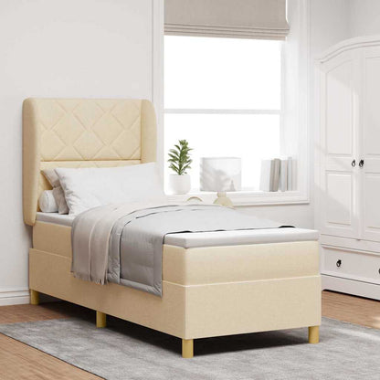 Letto a molle con materasso Crema 200 x 80 cm Tessuto