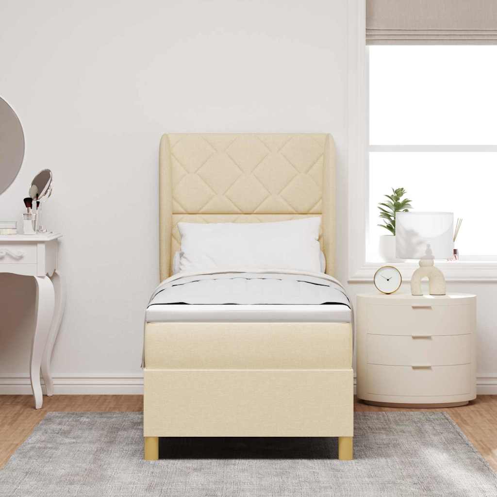 Letto a molle con materasso Crema 200 x 80 cm Tessuto