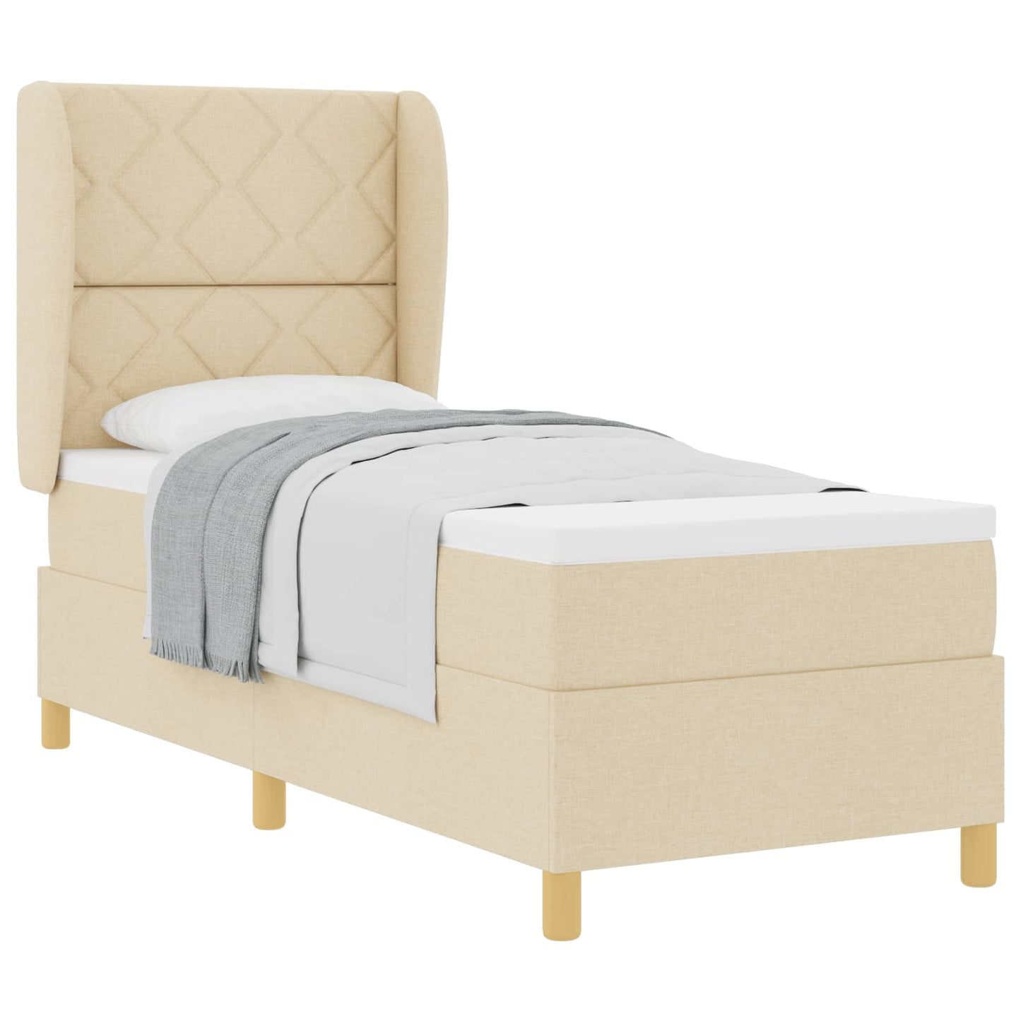 Letto a molle con materasso Crema 200 x 80 cm Tessuto