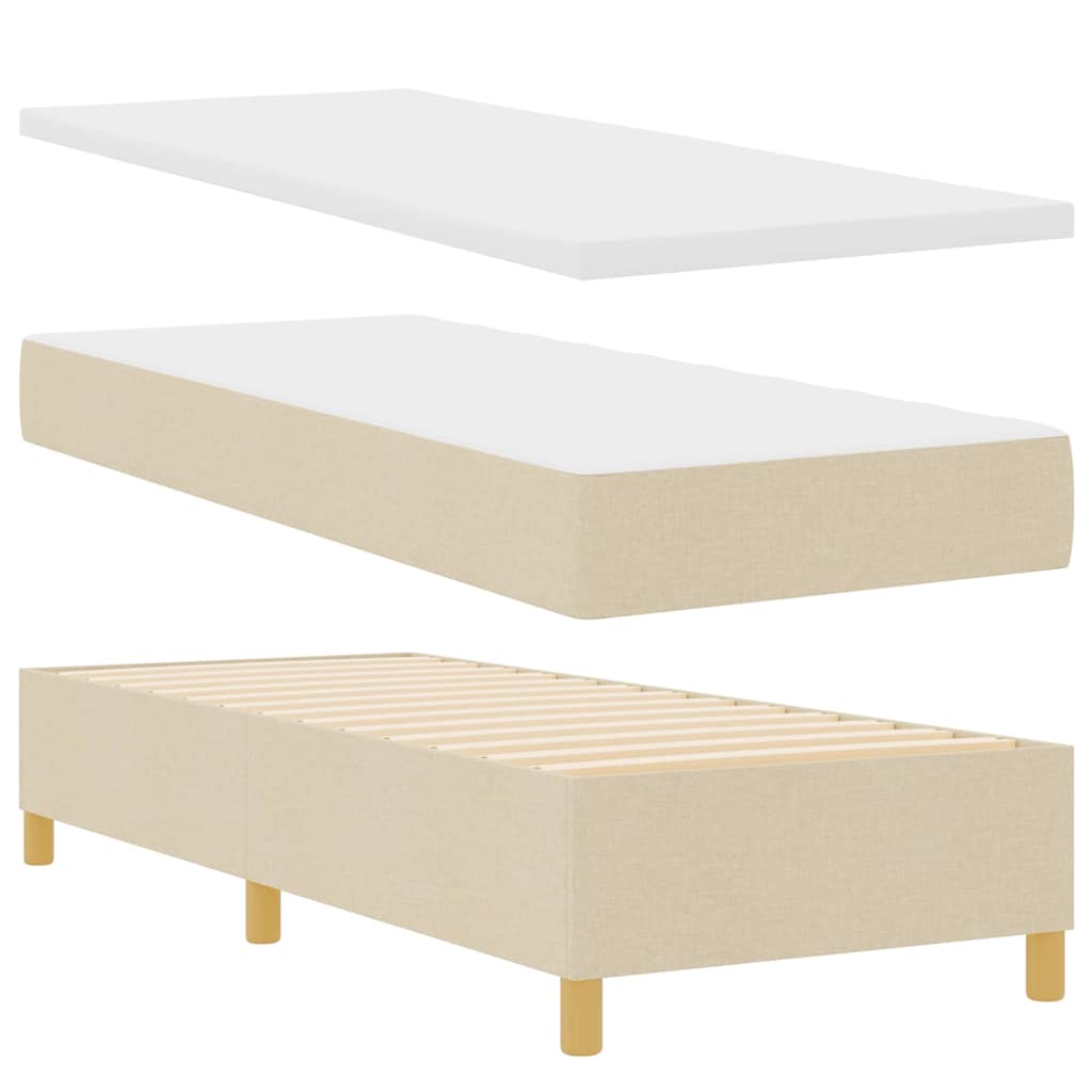 Letto a molle con materasso Crema 200 x 80 cm Tessuto