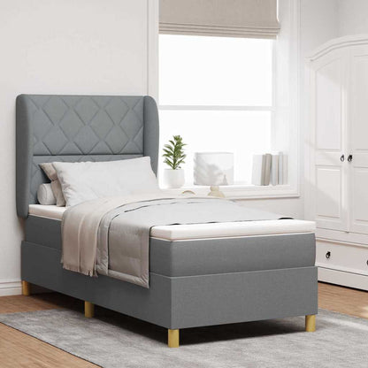 Letto a molle con materasso Grigio chiaro 200 x 100 cm Tessuto
