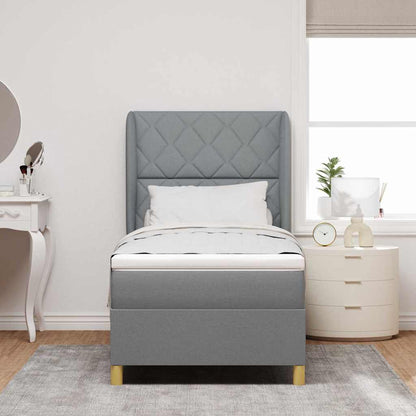 Letto a molle con materasso Grigio chiaro 200 x 100 cm Tessuto