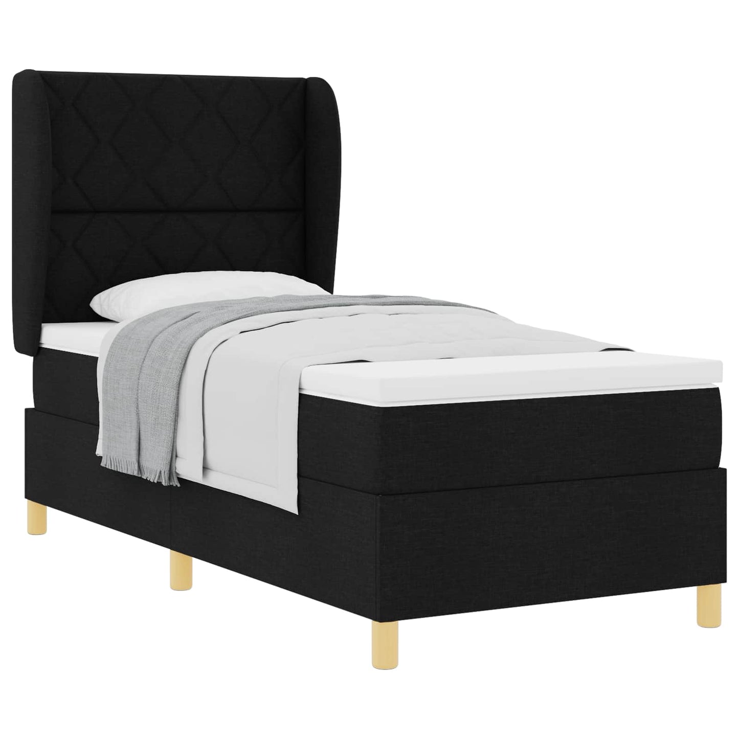 Letto a molle con materasso Nero 200 x 100 cm Tessuto