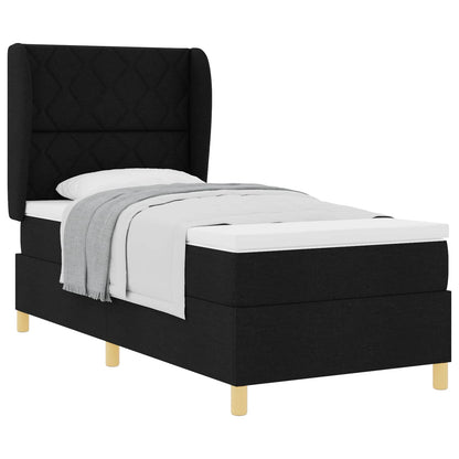 Letto a molle con materasso Nero 200 x 100 cm Tessuto