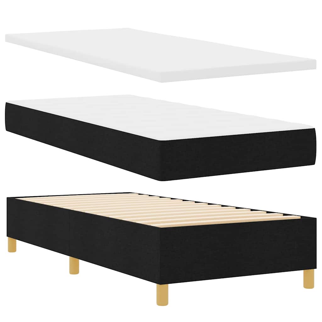 Letto a molle con materasso Nero 200 x 100 cm Tessuto