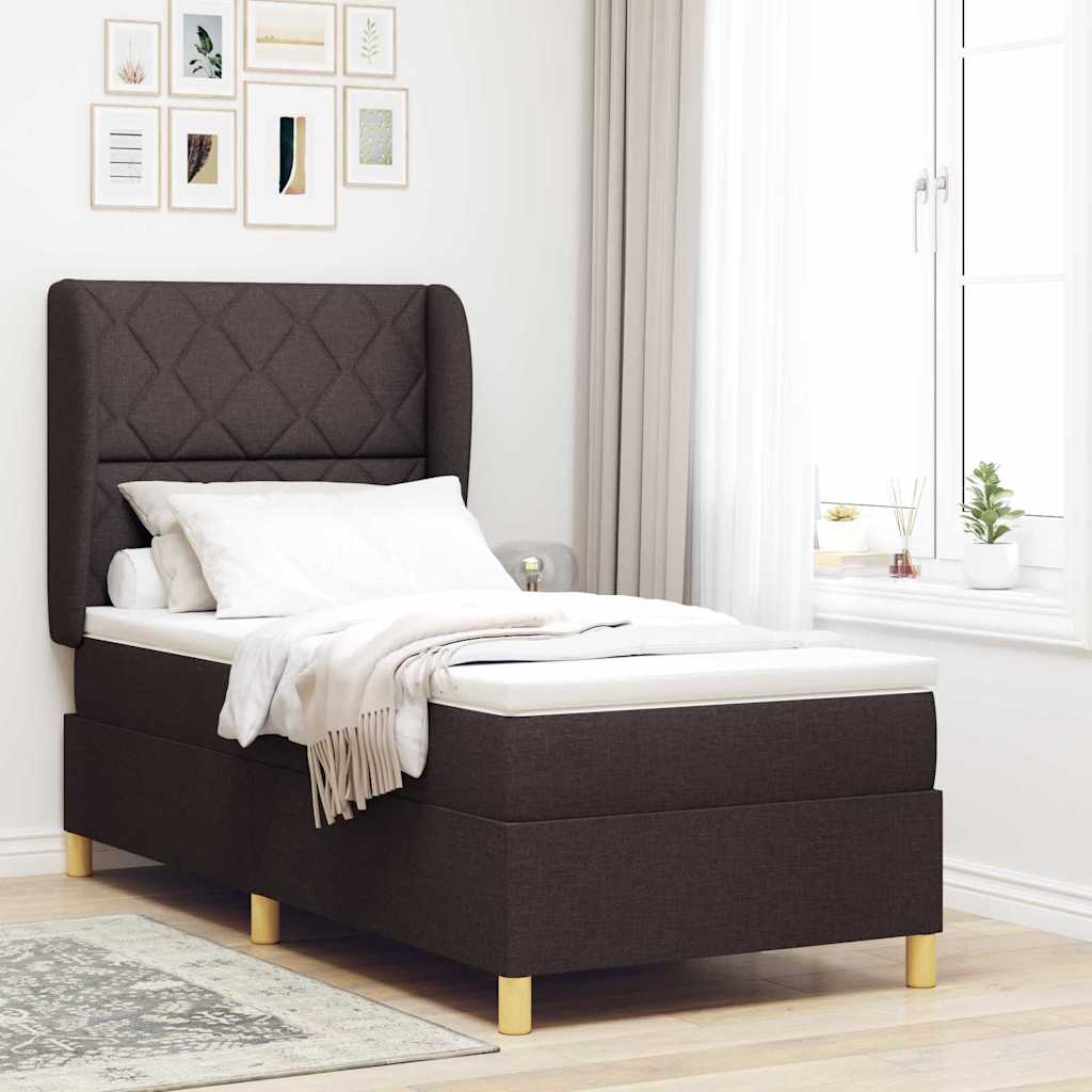 Letto a molle con materasso Marrone Scuro 200 x 100 cm Tessuto