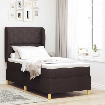 Letto a molle con materasso Marrone Scuro 200 x 100 cm Tessuto