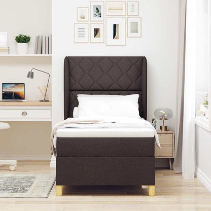 Letto a molle con materasso Marrone Scuro 200 x 100 cm Tessuto
