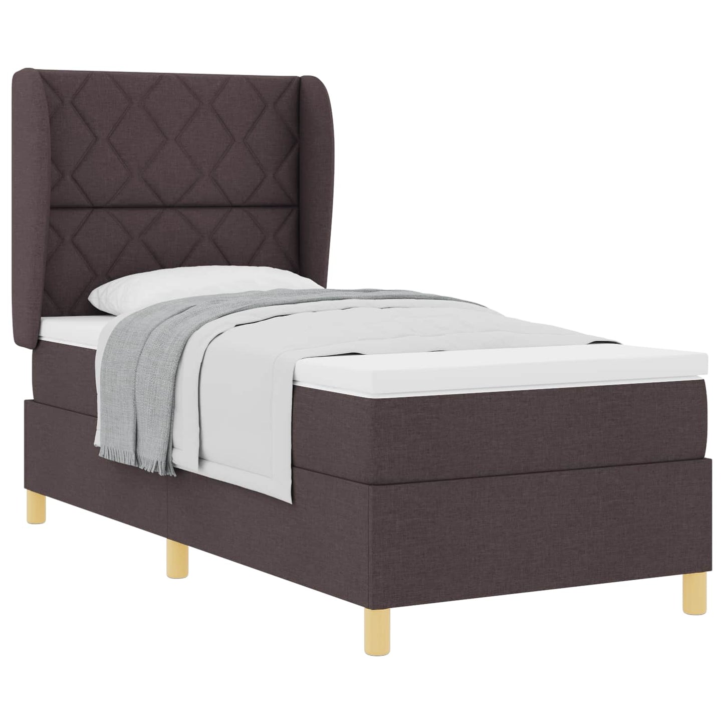 Letto a molle con materasso Marrone Scuro 200 x 100 cm Tessuto