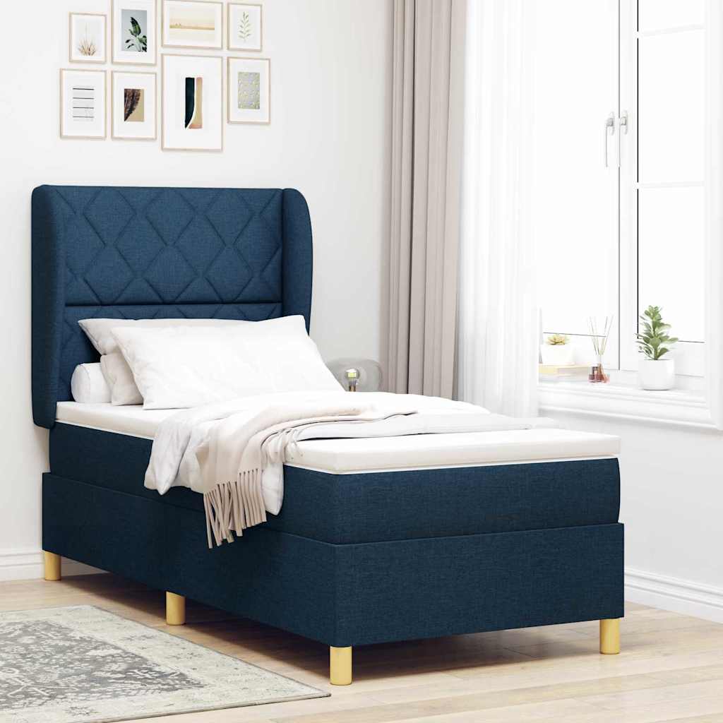 Letto a molle con materasso Blu 200 x 100 cm Tessuto