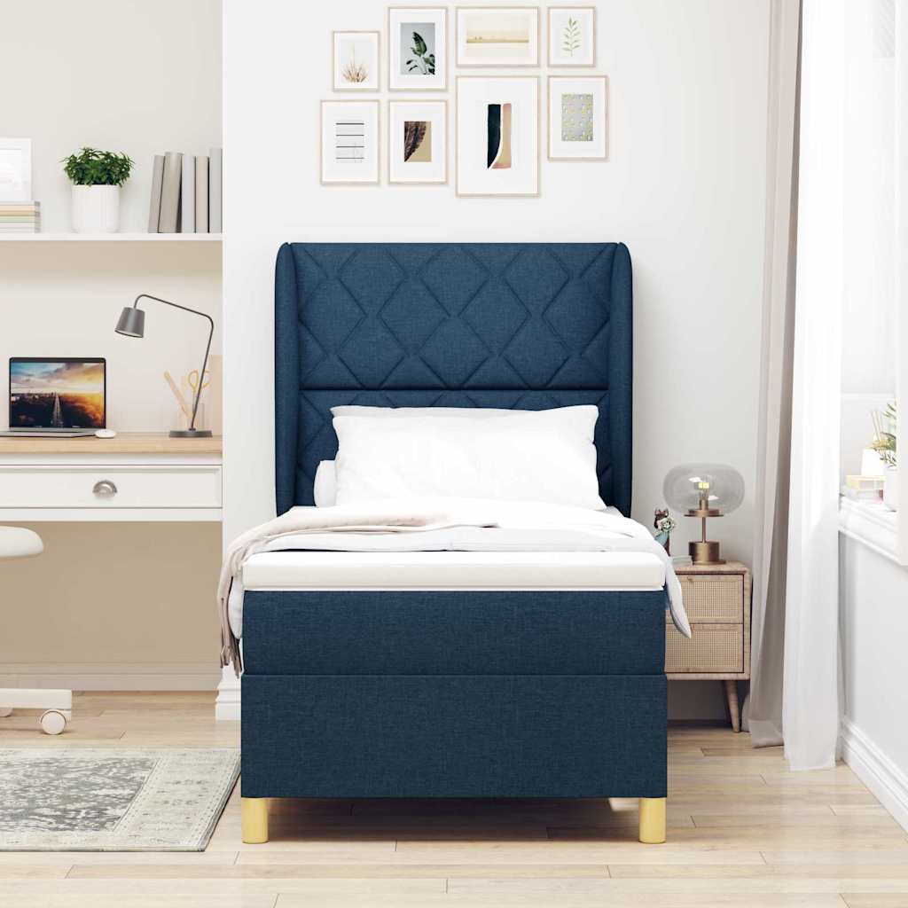 Letto a molle con materasso Blu 200 x 100 cm Tessuto