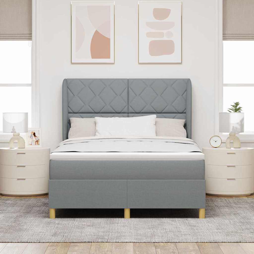 Letto a molle con materasso Grigio chiaro 200 x 160 cm Tessuto