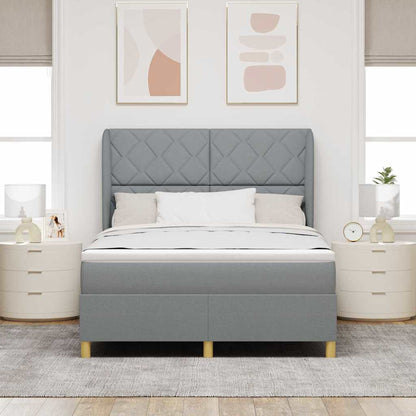 Letto a molle con materasso Grigio chiaro 200 x 160 cm Tessuto