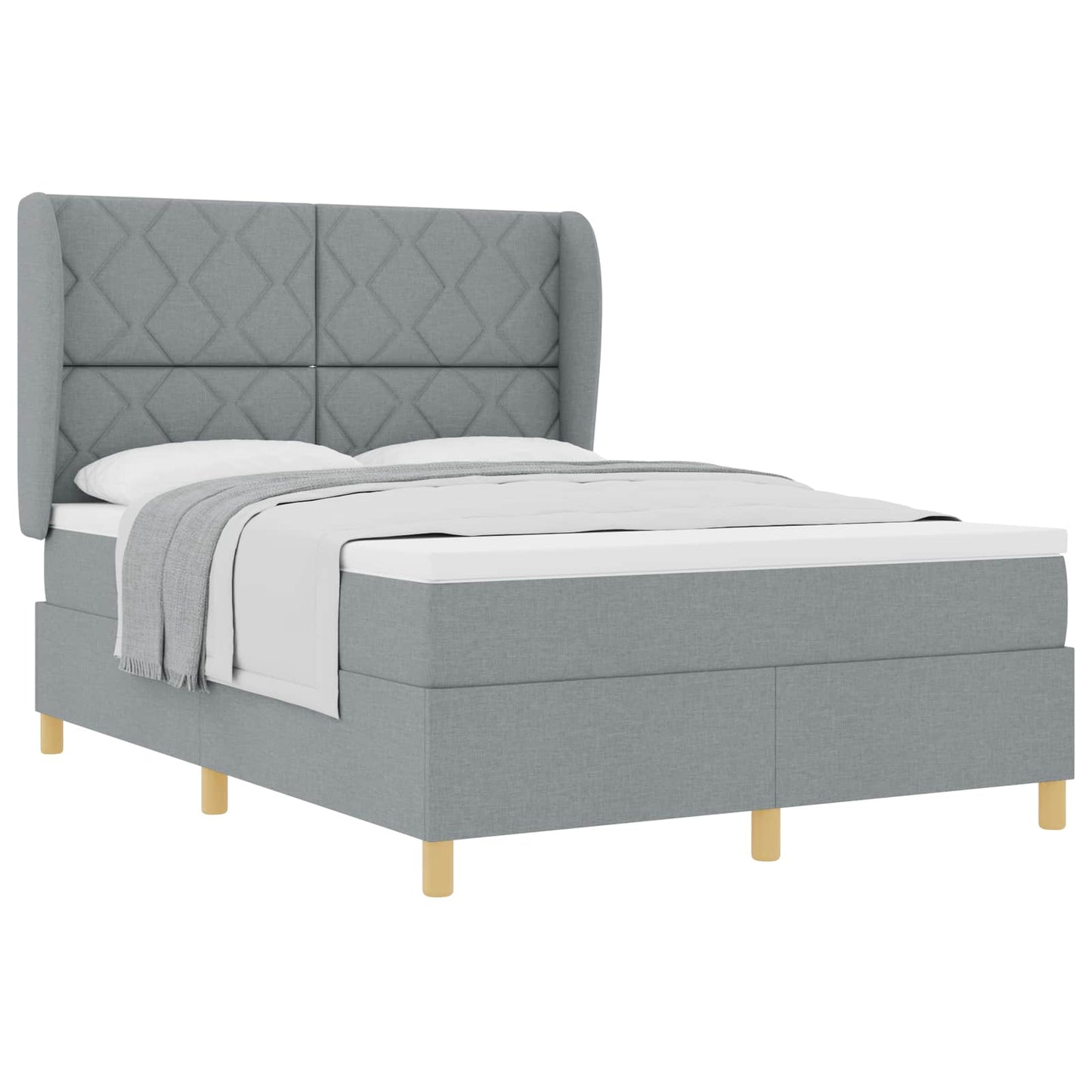Letto a molle con materasso Grigio chiaro 200 x 160 cm Tessuto