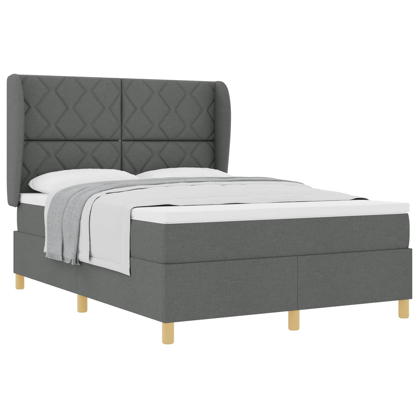 Letto a molle con materasso Grigio scuro 200 x 160 cm Tessuto