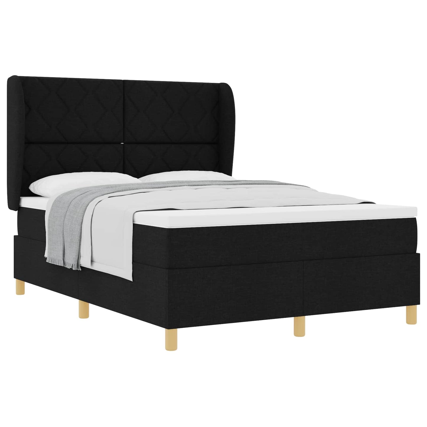 Letto a molle con materasso Nero 200 x 160 cm Tessuto