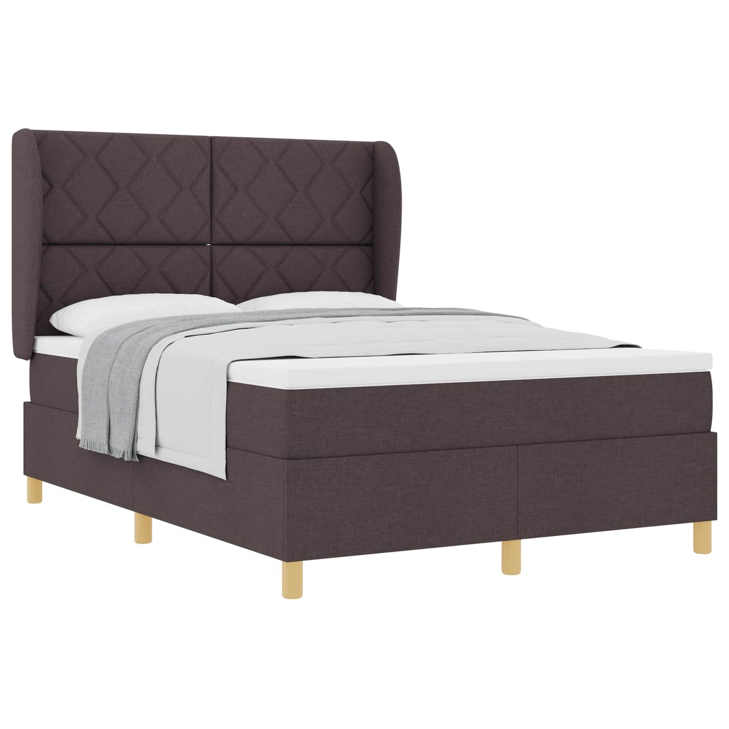 Letto a molle con materasso Marrone Scuro 200 x 160 cm Tessuto