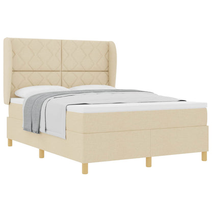 Letto a molle con materasso Crema 200 x 160 cm Tessuto