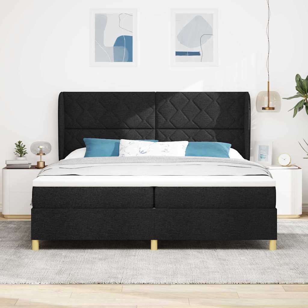 Letto con molle e materasso Grigio Scuro 90x190 cm Tessuto Nero