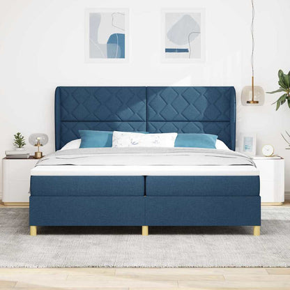 Letto con molle e materasso Grigio Scuro 90x190 cm Tessuto Blu