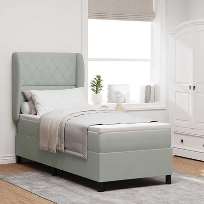 Letto a molle con materasso Grigio chiaro 200 x 80 cm Velluto