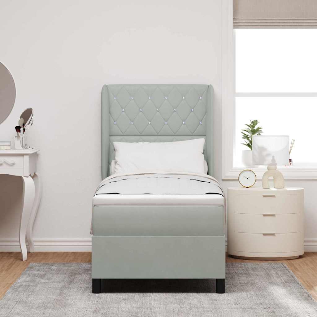 Letto a molle con materasso Grigio chiaro 200 x 80 cm Velluto