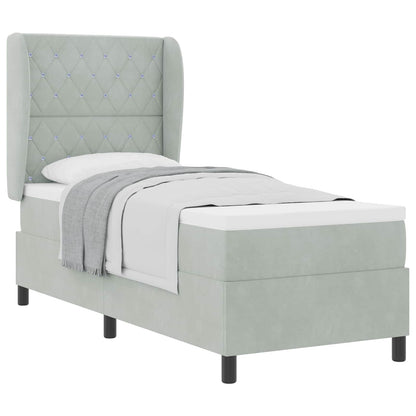 Letto a molle con materasso Grigio chiaro 200 x 80 cm Velluto