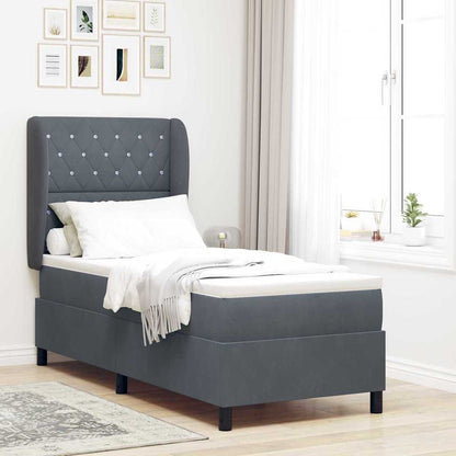 Letto a molle con materasso Grigio scuro 200 x 80 cm Velluto