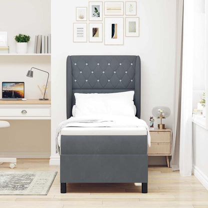 Letto a molle con materasso Grigio scuro 200 x 80 cm Velluto