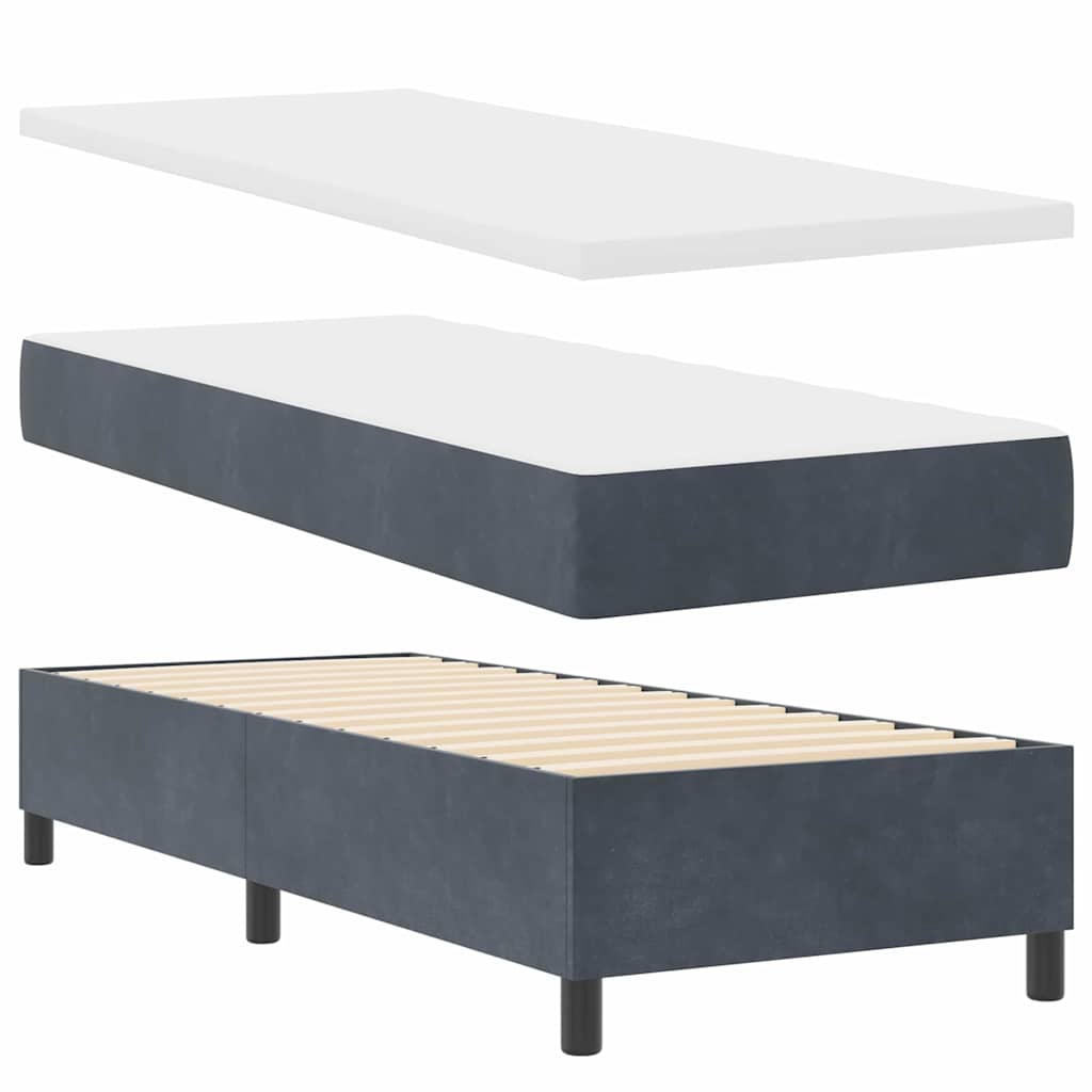 Letto a molle con materasso Grigio scuro 200 x 80 cm Velluto