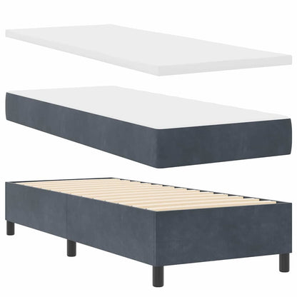 Letto a molle con materasso Grigio scuro 200 x 80 cm Velluto