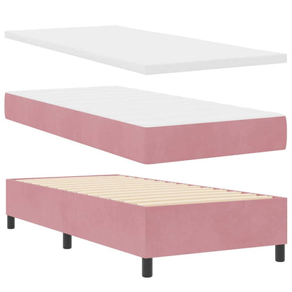 Letto a molle con materasso Rosa 200 x 90 cm Velluto