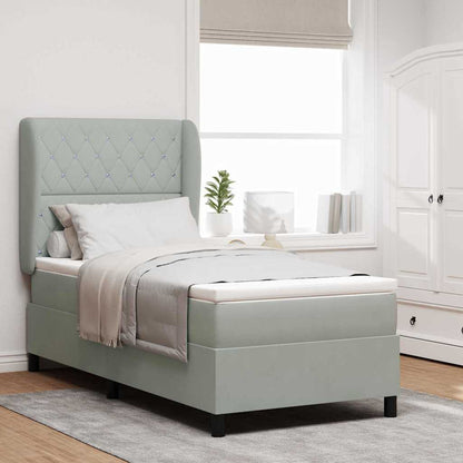 Letto a molle con materasso Grigio chiaro 200 x 100 cm Velluto