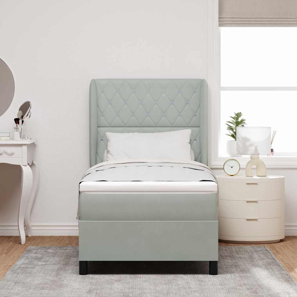 Letto a molle con materasso Grigio chiaro 200 x 100 cm Velluto