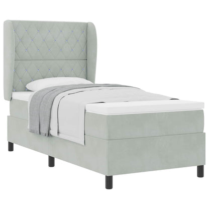 Letto a molle con materasso Grigio chiaro 200 x 100 cm Velluto
