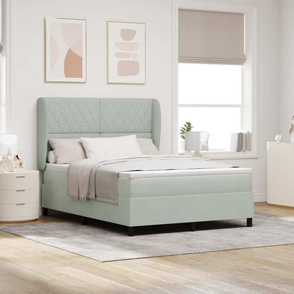 Letto a molle con materasso Grigio chiaro 190 x 140 cm Velluto