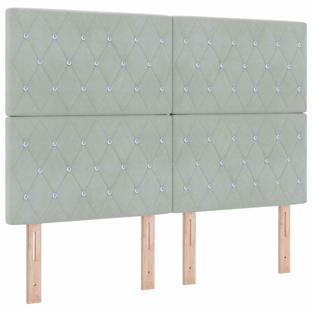 Letto a molle con materasso Grigio chiaro 190 x 140 cm Velluto